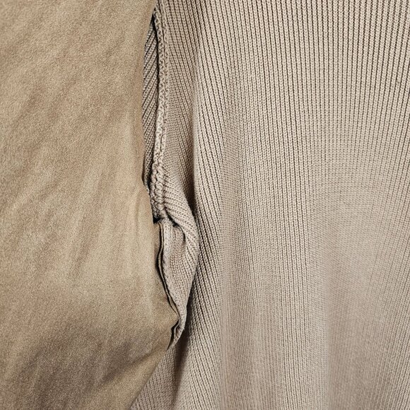 Womens 3X Open Front Brown Cardigan Faux Suede Laser-Cut Hem Stretch Long Sleeve - Picture 10 of 12